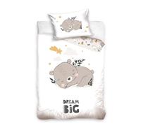 MTOnlinehandel Parure de lit pour enfants 100x135 40x60 en 100% coton Little Dreamer Schlummerbär - Parure de lit pour filles, garçons, lit de bébé (Ourson)