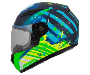 MTR S-12 Kids Evo Casque Intégral Bleu/Vert/Mat YL unisex