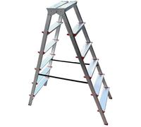 MTRA Escabeau double marchepied en aluminium 6 marches Gris G
