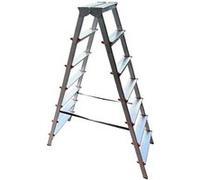 MonMobilierDesign MTRA Escabeau double marchepied en aluminium 7 marches Gris