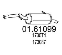 MTS Silencieux arrière Pot d'Échappement 01.61099 convient pour PEUGEOT 900mm