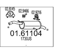 MTS Silencieux arrière Pot d'Échappement 01.61104 pour CITROËN DS4 5 portes (NX)