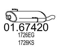 MTS Silencieux arrière Pot d'Échappement 01.67420 730mm 9kg