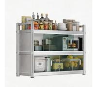 MTSYXYM Armoire de Cuisine Murale en Acier Inoxydable - Meuble Haut avec Portes Coulissantes en Acrylique - Placard de Rangement Suspendu INOX pour Cuisine, Garage et Salle de Bain(L70xW30xH90cm)