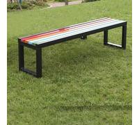 MTSYXYM Banc de Jardin Extérieur en Acier Galvanisé et Bois Anticorrosion - Banquette de Parc Robuste à Lattes Colorées pour École, Terrasse et Jardin Public - 2/3 Places, Fixation(Nero,120x40x45cm)