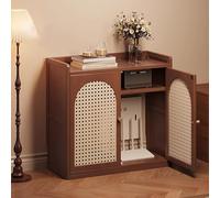 MTSYXYM Boîte de Rangement pour routeur WiFi,Buffet Bas avec 2 Portes en Rotin Armoire de Rangement WiFi Étagère Réglable,pour Gestion des câbles pour Salon, Chambre.(Brown,59 * 25 * 67cm)