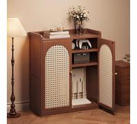 MTSYXYM Boîte de Rangement pour routeur WiFi,Buffet Bas avec 2 Portes en Rotin Armoire de Rangement WiFi Étagère Réglable,pour Gestion des câbles pour Salon, Chambre.(Brown,59 * 25 * 82cm)