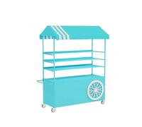 MTSYXYM Buffet Mobile de Bonbons,Chariot de Vente de Nourriture Portable pour l'extérieur,Large Plan de Travail, roulettes en Bas,pour Gâteaux, Glaces, Hot-Dogs.(Blauw,120 * 60 * 220cm)