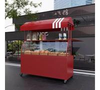 MTSYXYM Chariot de Vente de Nourriture à roulettes,Stand Marché Chariot de Vente de Nourriture de Rue Mobile,Facile à Nettoyer, Grande capacité,pour Gâteaux, Glaces, Hot-Dogs.(Rosso,120 * 60 * 195cm)