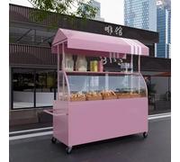 MTSYXYM Chariot de Vente de Nourriture à roulettes,Stand Marché Chariot de Vente de Nourriture de Rue Mobile,Facile à Nettoyer, Grande capacité,pour Gâteaux, Glaces, Hot-Dogs.(Pink,120 * 60 * 195cm)