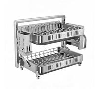 MTSYXYM Egouttoir Vaisselle Mural en INOX 304 - Égoutoire Vaisselle Cuisine 2/3 Niveaux avec Hauteur Réglable - Support de Séchage Mural pour Assiettes et Bols, Gain de Place(42x24x33cm)