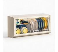 MTSYXYM Meuble Haut de Cuisine en Acier Inoxydable et Verre Trempé - Placard Mural de Rangement avec Égouttoir et Portes à Pression - pour Cuisine et Salle de Bain(60 * 35 * 24cm)