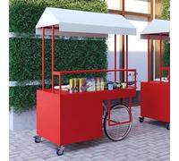 MTSYXYM Remorque pour Hot-Dogs,présentoir Mobile avec auvent,Structure en Fer, auvent étanche à la Pluie, Grande capacité de Rangement,pour Gâteaux, Glaces, Hot-Dogs.(Rosso,140 * 60 * 195cm)