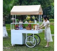MTSYXYM Remorque pour Hot-Dogs,présentoir Mobile avec auvent,Structure en Fer, auvent étanche à la Pluie, Grande capacité de Rangement,pour Gâteaux, Glaces, Hot-Dogs.(Wit,140 * 60 * 195cm)