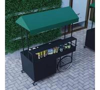 MTSYXYM Remorque pour Hot-Dogs,présentoir Mobile avec auvent,Structure en Fer, auvent étanche à la Pluie, Grande capacité de Rangement,pour Gâteaux, Glaces, Hot-Dogs.(Nero,140 * 60 * 195cm)