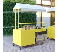 MTSYXYM Remorque pour Hot-Dogs,présentoir Mobile avec auvent,Structure en Fer, auvent étanche à la Pluie, Grande capacité de Rangement,pour Gâteaux, Glaces, Hot-Dogs.(Giallo,140 * 60 * 195cm)