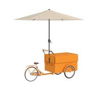 MTSYXYM Stand Marché Chariot de Vente de Nourriture de Rue Mobile,Buffet Mobile de Bonbons,Grand Coffre de Rangement,Grande Plateforme,pour Gâteaux, Glaces, Hot-Dogs.(Orange)