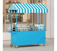 MTSYXYM Stand Marché Chariot de Vente de Nourriture de Rue Mobile,Présentoir Mobile avec Auvent,Abri Anti-Pluie, Grande capacité de Rangement, roulettes,pour Glaces, Hot-Dogs.(Blauw)