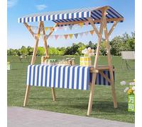 MTSYXYM Stand Marché Chariot de Vente de Nourriture de Rue Mobile,Remorque pour Hot-Dogs,Conception Pliable, bâche de Protection Solaire, pour Gâteaux, Glaces, Hot-Dogs.(Blauw,150 * 60 * 200cm)