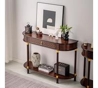 MTSYXYM Table Console Demi-Lune,Table Console Demi-Lune Étroite avec Rangement,Doté de tiroirs et de séparateurs, d'une Forme Semi-Ovale,pour Salon, Entrée ou Couloir.(100X33X80cm)