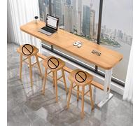 MTSYXYM Table De Bar éTroite Et Longue,Table Haute Fine,Les Pieds de Table en Fer forgé présentent des Bords et des Coins arrondis,S'applique à Salon Balcon sous-Sol.(Natural,120 * 40 * 105cm)