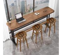 MTSYXYM Table De Bar éTroite Et Longue,Table Haute Fine,Les Pieds de Table en Fer forgé présentent des Bords et des Coins arrondis,S'applique à Salon Balcon sous-Sol.(Walnut Brown,180 * 40 * 105cm)
