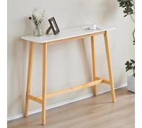 MTSYXYM Table de Bar Moderne Table De Bar éTroite Et Longue Cette Table présente Un Grain de Bois Apparent des Pieds en Bois Massif Comptoir Salle à Manger Cuisine(Wit,120 * 40 * 100cm)