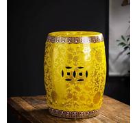 MTSYXYM Tabouret de Jardin en céramique de Style Chinoiserie - Table d'appoint et siège décoratif en Forme de Tambour Oriental Peint à la Main - pour Salon, terrasse ou Support(Giallo)