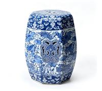 MTSYXYM Tabouret de Jardin en céramique - Motif Tambour de Lotus Chinoiserie Fait Main - Table d'appoint octogonale en céramique Bleue et Blanche - Siège d'appoint idéal pour Salon