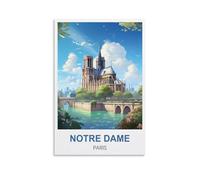 MTTJFDPO Poster de voyage vintage Notre Dame Paris 20 x 30 cm Impression sur toile Décoration murale