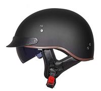 MTTKTTBD Retro Harley Casque Moto Bols,ECE Homologué Casque de Moto pour Scooter Chopper Cruiser Racing Mofa Pilote Vespa Casques Moto Jet avec Double Visière