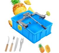 MTTXY Éplucheur d'ananas en Acier Inoxydable, avec Panier et Ensemble de Couteaux, Largeur du Support 30 à 37 cm, pour la Maison, Le Restaurant, Le Bar et Le supermarché.