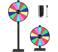 MTTXY Roue de la Fortune colorée de 24 Pouces, Jeu de Roulette à 14 Cases avec Tableau effaçable à Sec et Hauteur réglable pour fêtes, carnavals et Salons Professionnels