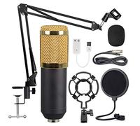 Mtucegi Microphone professionnel à condensateur de studio avec capuchon en mousse anti-vent - Microphone de performance vocale sans plosif
