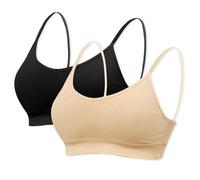 mtuihfo 2PCS Soutiens Gorge sans Armatures pour Femme, Bustier sans Coutures Soutien Gorge de Sport Sommeil Yoga avec Bretelles Simples et Coussinets Amovibles