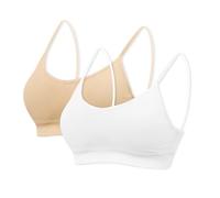 mtuihfo 2PCS Soutiens Gorge sans Armatures pour Femme, Bustier sans Coutures Soutien Gorge de Sport Sommeil Yoga avec Bretelles Simples et Coussinets Amovibles