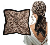 mtuihfo Foulard Cheveux Femme, Léopard Foulard Satin Elégant Bandana Cheveux pour Plage Voyages Vacances Sport (70 x 70 cm)