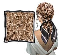 mtuihfo Foulard Cheveux Femme, Léopard Foulard Satin Elégant Bandana Cheveux pour Plage Voyages Vacances Sport (70 x 70 cm)