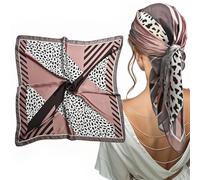 mtuihfo Foulard Cheveux Femme, Léopard Foulard Satin Elégant Bandana Cheveux pour Plage Voyages Vacances Sport (70 x 70 cm)