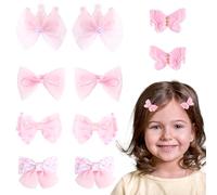 mtuihfo Lot de 10 pinces à cheveux pour bébé fille - Nœuds roses antidérapants - Accessoires pour cheveux - Cadeau pour fête prénatale