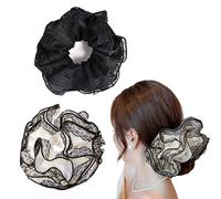 Mtuihfo Lot de 2 grands chouchous surdimensionnés en dentelle douce et tendance pour femmes et filles - Bracelets élastiques pour queue de cheval - Accessoires pour cheveux - Cordes à cheveux