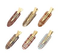 Mtuihfo Lot de 6 pinces à cheveux sans plis, pinces à cheveux multicolores pour maquillage sans pli, barrettes à cheveux pour frange (carreaux)