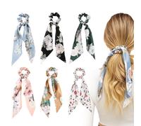 mtuihfo Lot de 6 rubans chouchous en satin soyeux pour femmes et filles style bohème pour queue de cheval