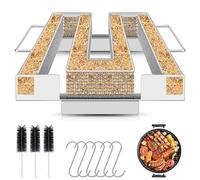 Mture Générateur de fumée froide avec anse, Générateur de fumée froide en acier inoxydable avec 6 crochets à viande + 3 brosses de nettoyage, Générateur de fumée froide pour barbecues, barbecues