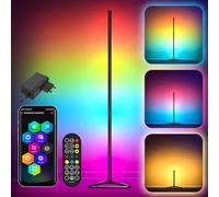 Mtutu Lampadaire LED 140cm Lampadaire sur Pied RGBIC avec Télécommande/App, Amovible, Dimmable, Sync Musicale, Mode DIY - Lampe d'Angle Moderne Lampadaire pour Salon, Chambre, Salle Jeux, Noir