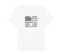 MTV American Flag MTV Logo T-Shirt, Femme Grandes Tailles, Blanc, 2X