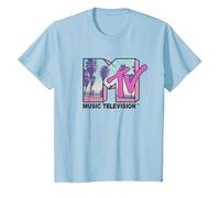 MTV Beach and Palm Tree Logo T-Shirt, Enfant, Bleu Céleste, 2 Ans