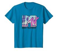 MTV Beach and Palm Tree Logo T-Shirt, Enfant, Saphir, 4 Ans