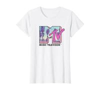 MTV Beach and Palm Tree Logo T-Shirt, Femme, Blanc, XS