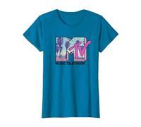 MTV Beach and Palm Tree Logo T-Shirt, Femme, Saphir, XS